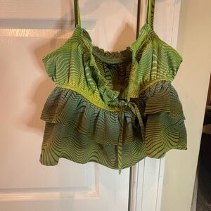 Green Ruffled Women's Top